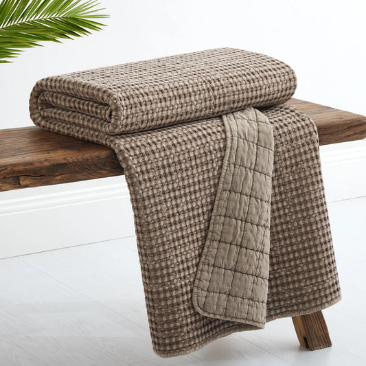 Mills Waffle Quilted Throw: Cocoa