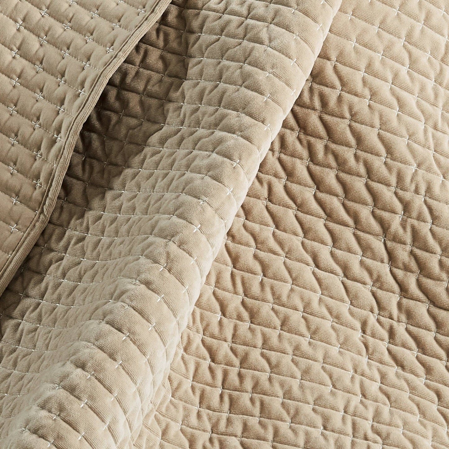 Velvet Stitch Quilted Throw: Taupe
