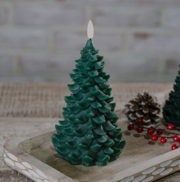 7” Green LED Wax Tree Candle
