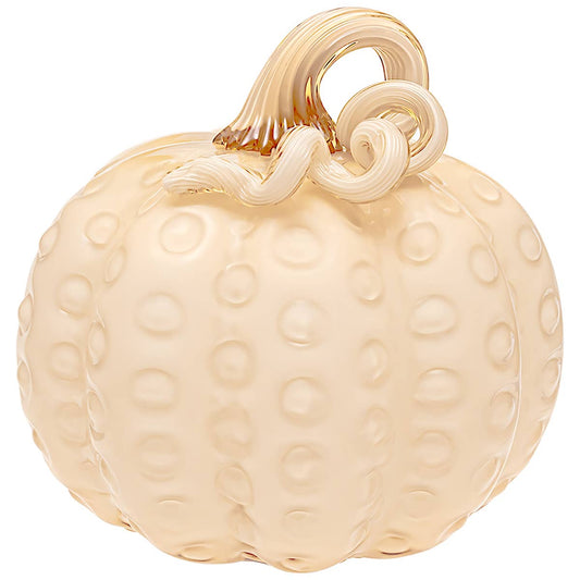 7.5" Round Butter Dotted Glass Pumpkin Fall