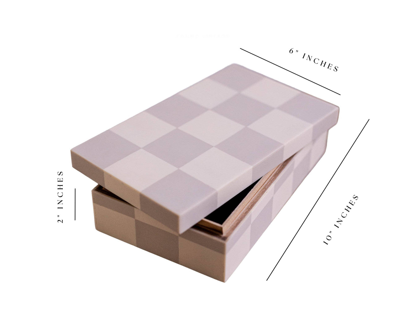 Checkered Gray & White Resin Decor Box