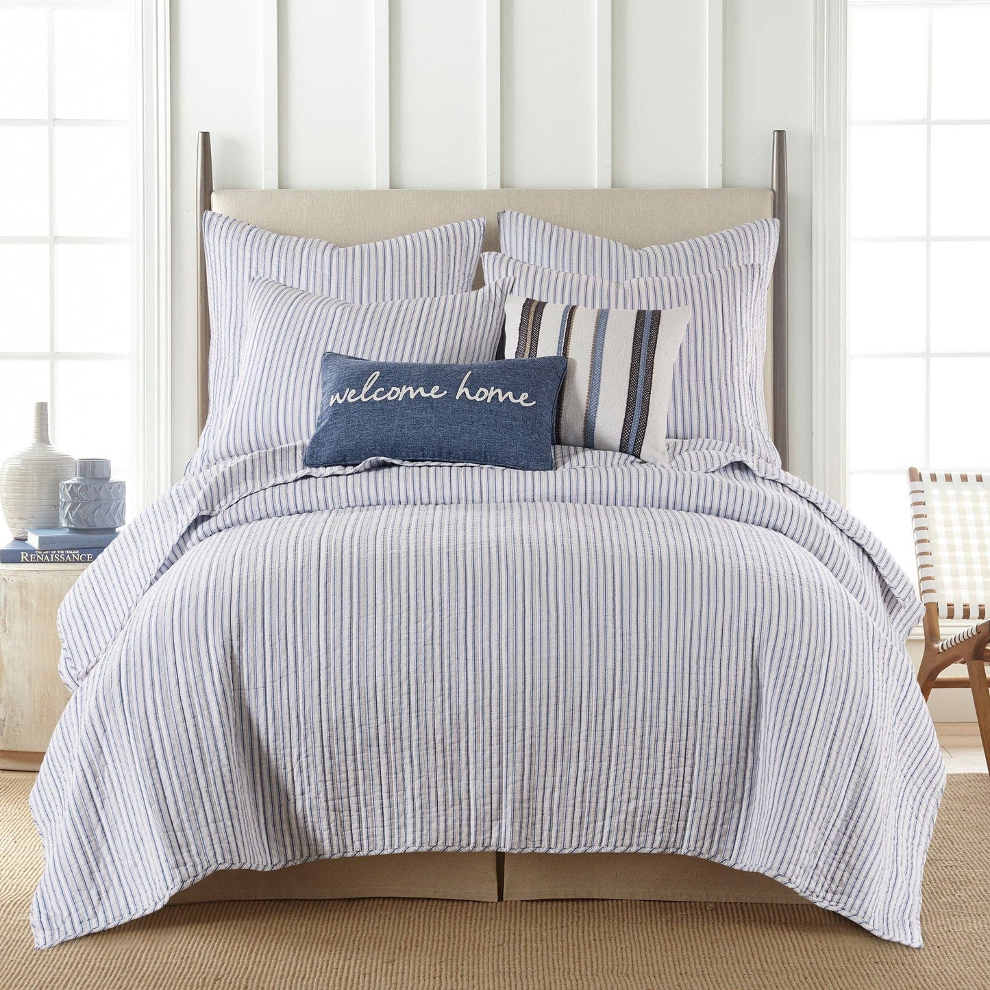 Tobago Stripe Quilt Set: Taupe / King/Cal King