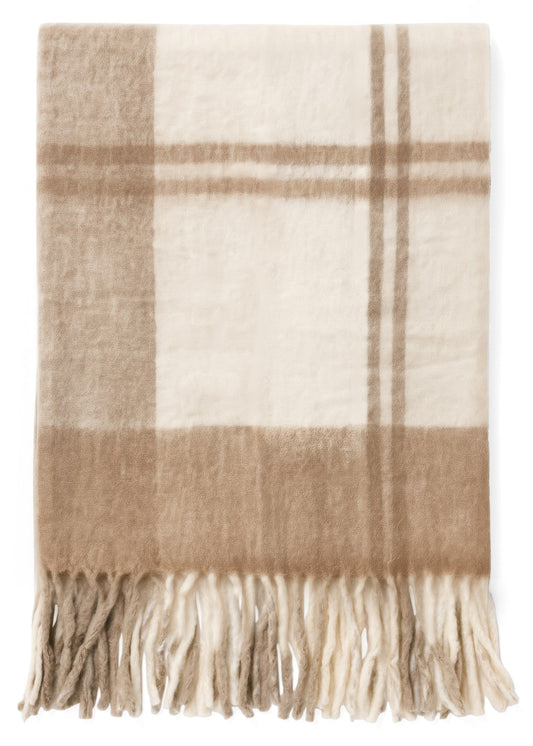 Beige and White Acrylic Throw