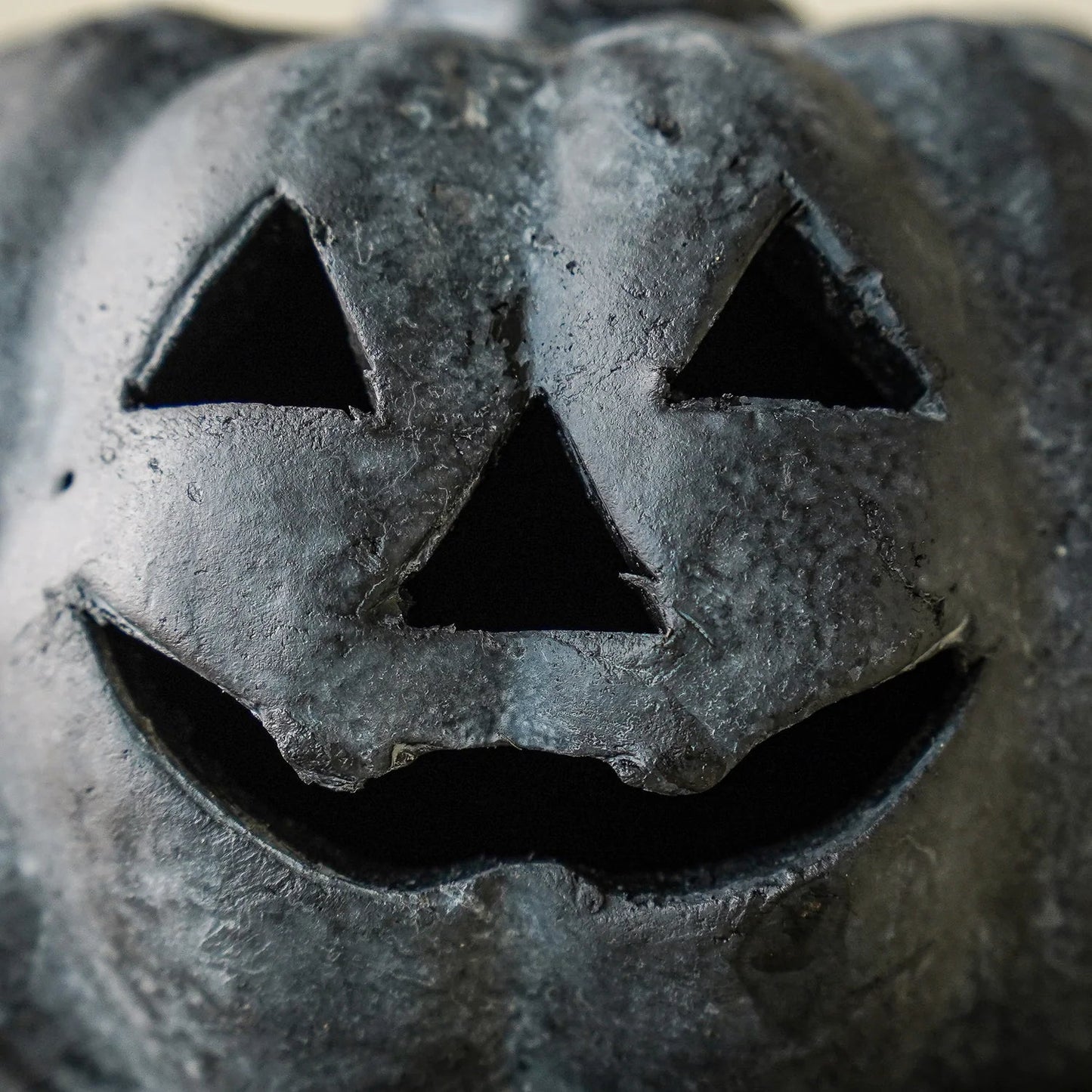 Rustic Black Terracotta Jack-O-Lantern Pumpkins | 2 Sizes
