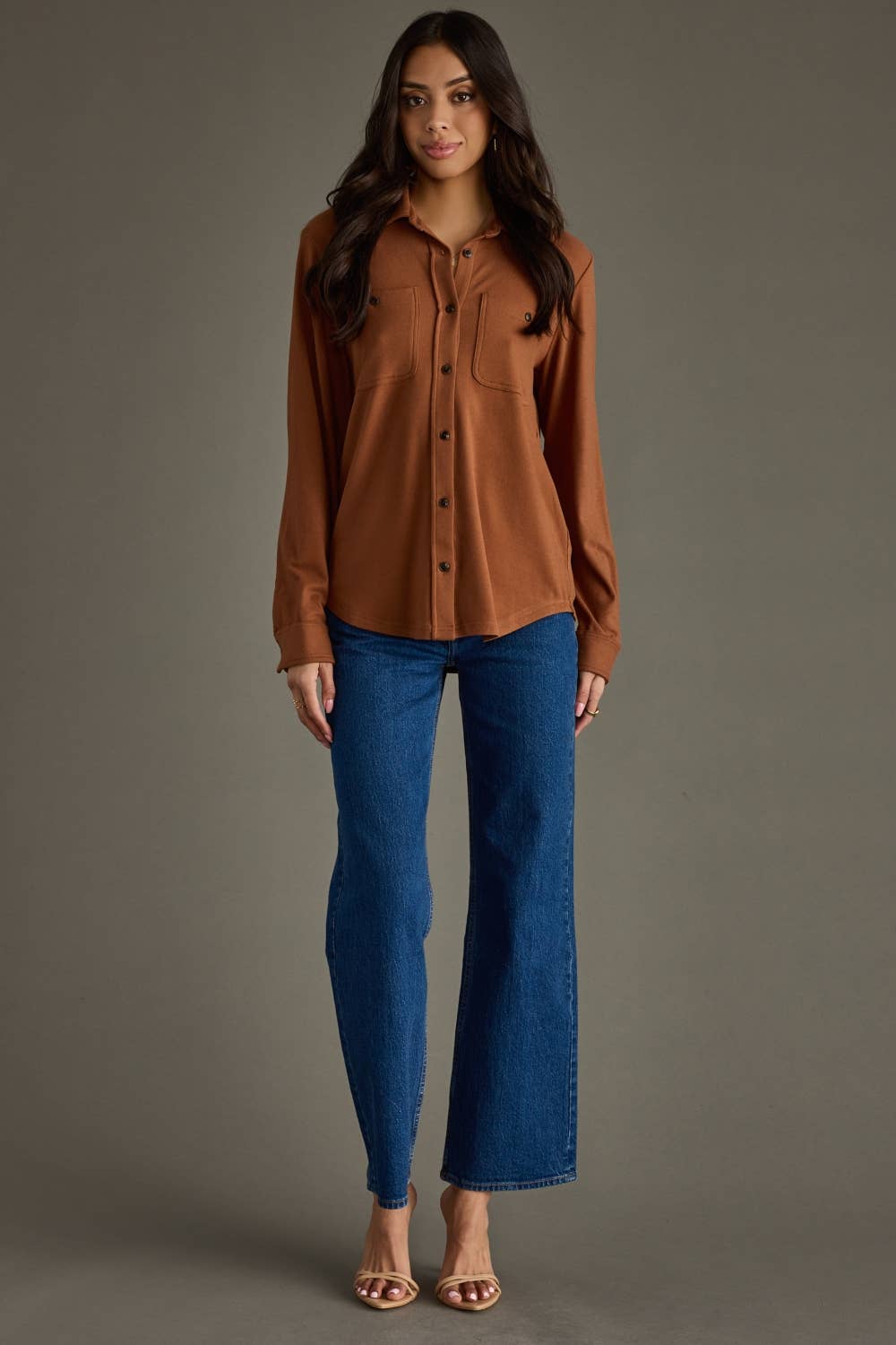 Brown Super Soft Button Up