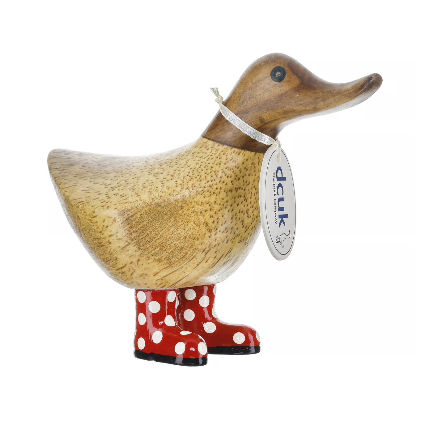 Carved Hand Painted Adorable Polka Dot Rain Boot Ducks