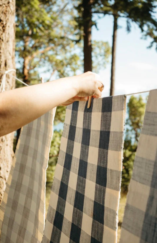 Grace Gingham Table Runner - 108"L, Stone