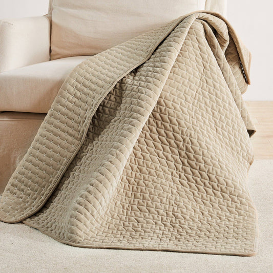 Velvet Stitch Quilted Throw: Taupe