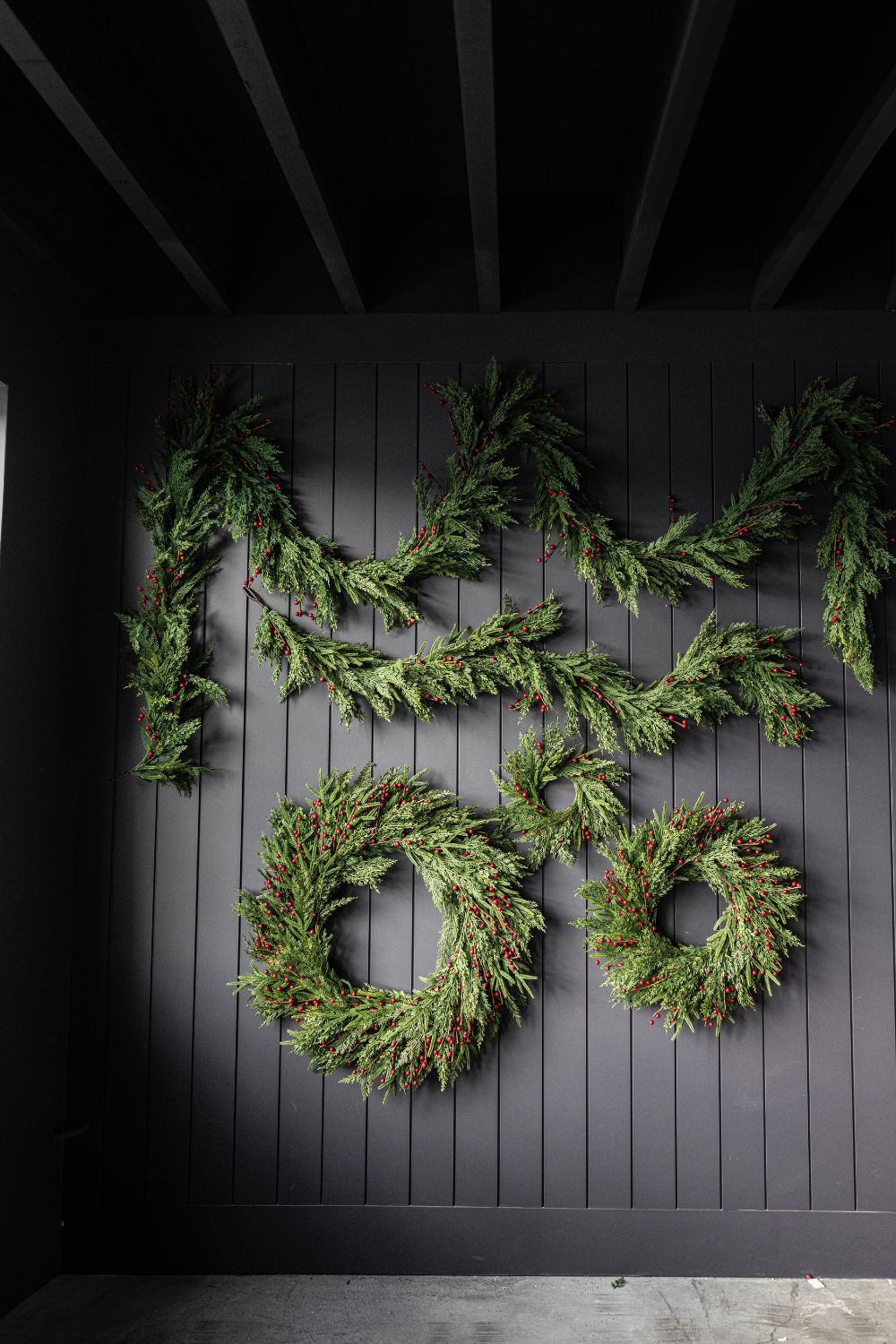 Red Plum Berry Norfolk Cypress Real Touch Wreath - 34"
