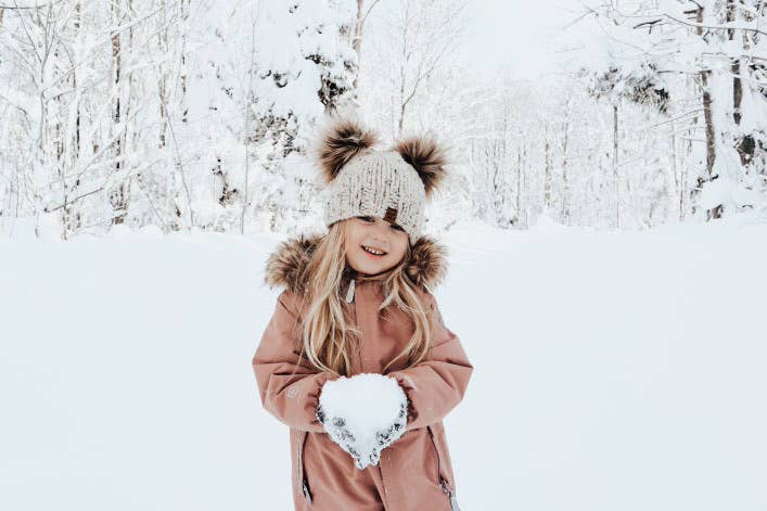 Double Pom Knit Hat - Oatmeal