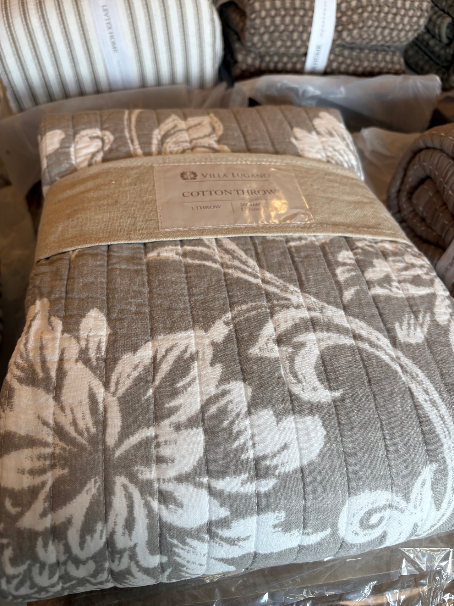 Sanira Taupe Quilted Throw