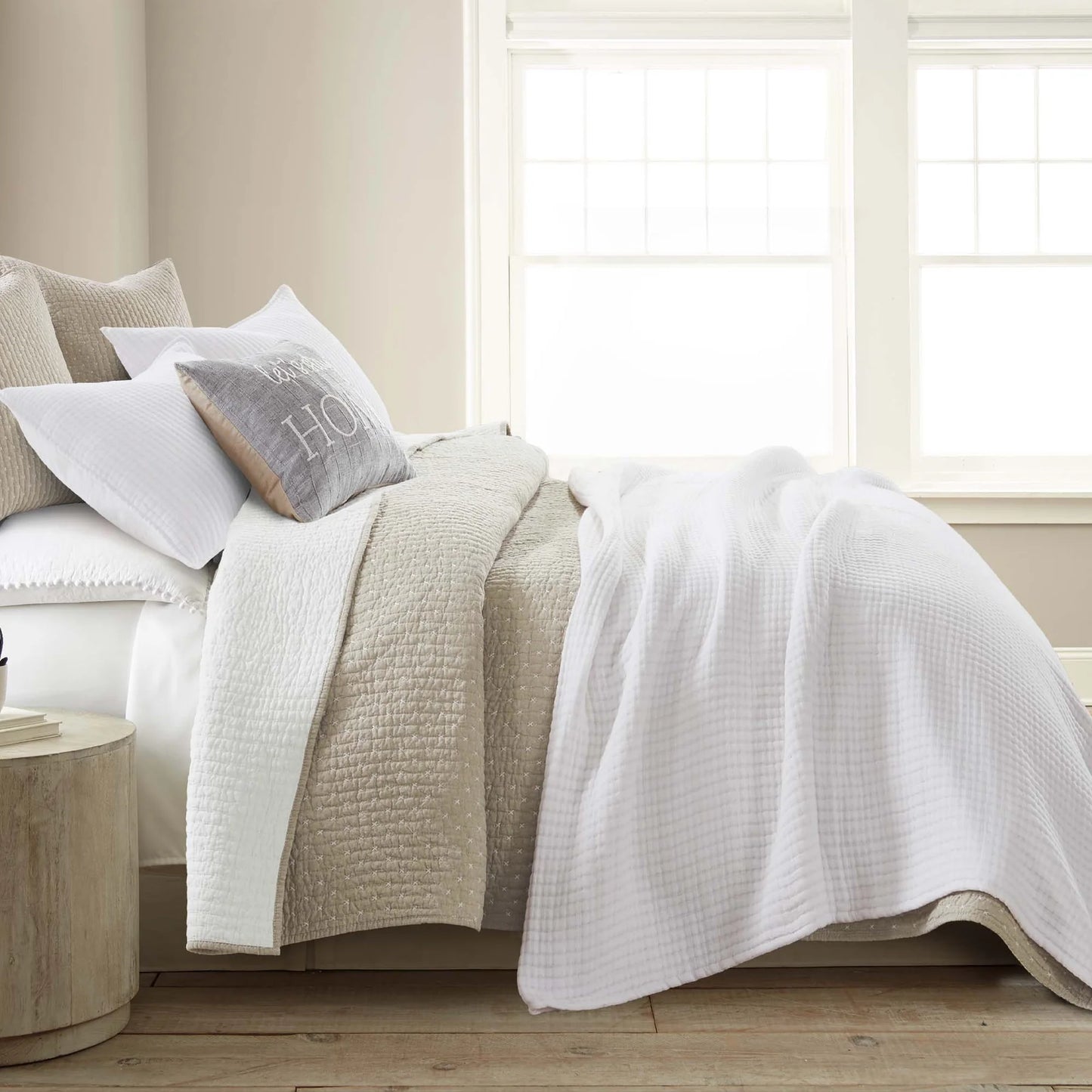Cross Stitch Quilt Set: Taupe