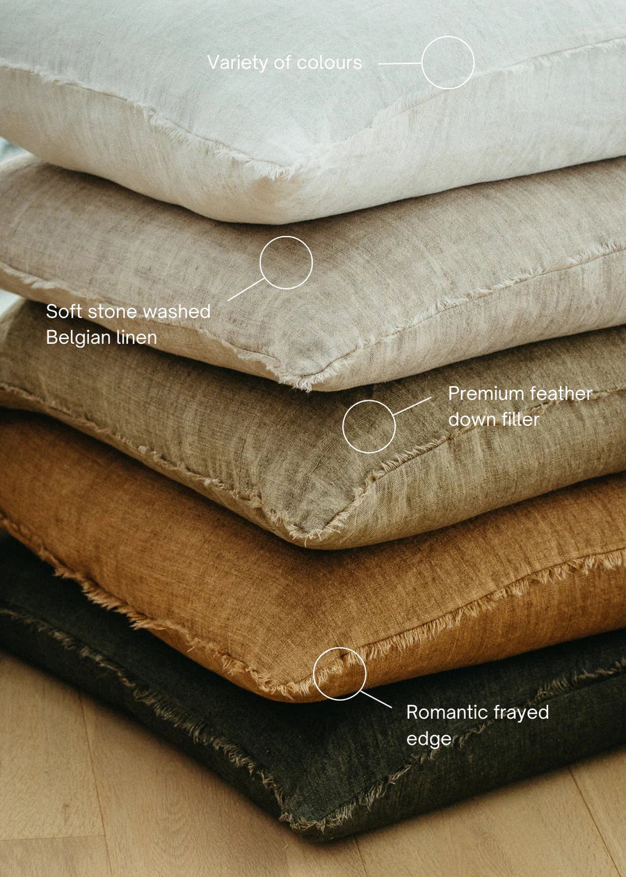 24x24 Lina Linen Pillow - Hazelnut