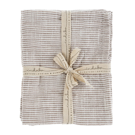 Chef Stripe Tea Towels - Mink - set of 2
