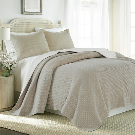 Cross Stitch Quilt Set: Taupe