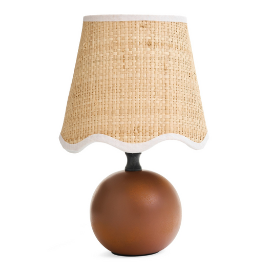 Scalloped Edge Wicker Shade Mini Lamp - Rust