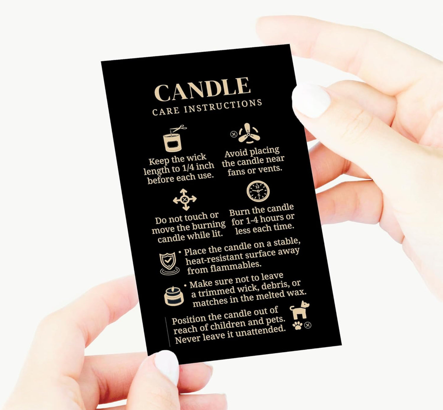 Candle care instruction card