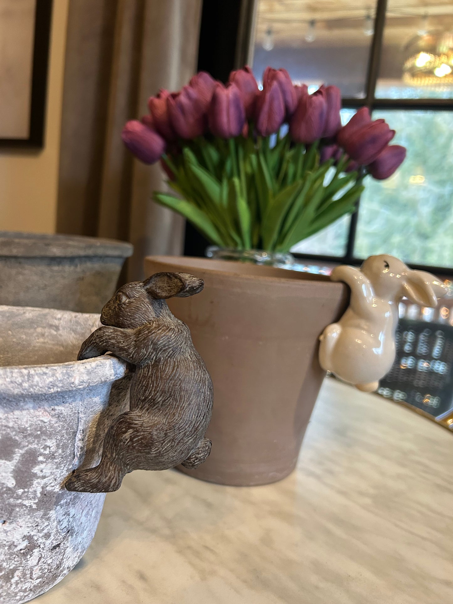 Antique Bronze Bunny Pot Hanger