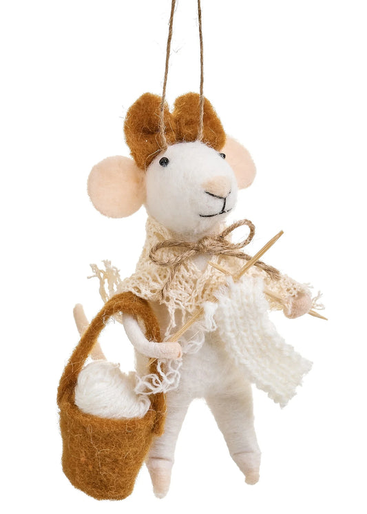 Knitting Mouse Ornament