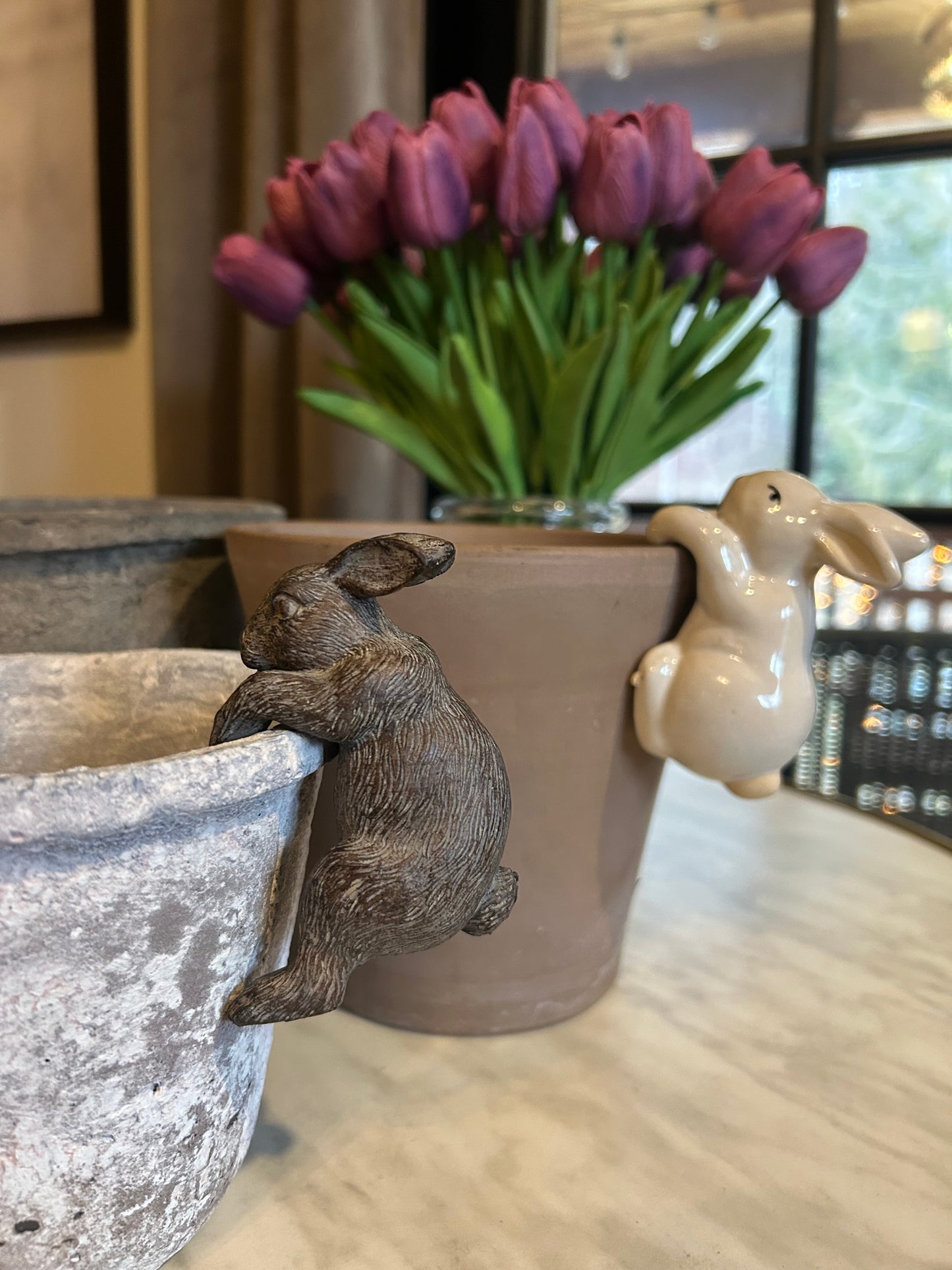 Antique Bronze Bunny Pot Hanger