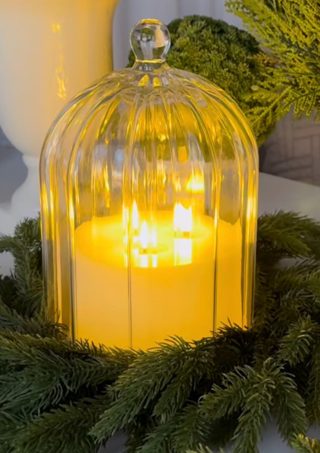 Heavy Ribbed Glass Cloche