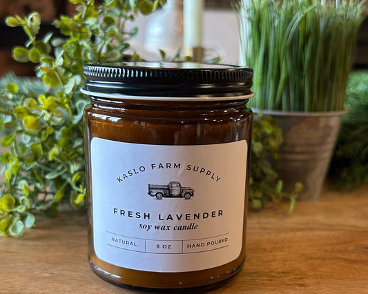 Fresh Lavender Scented 100% Soy Wax Candle 9oz