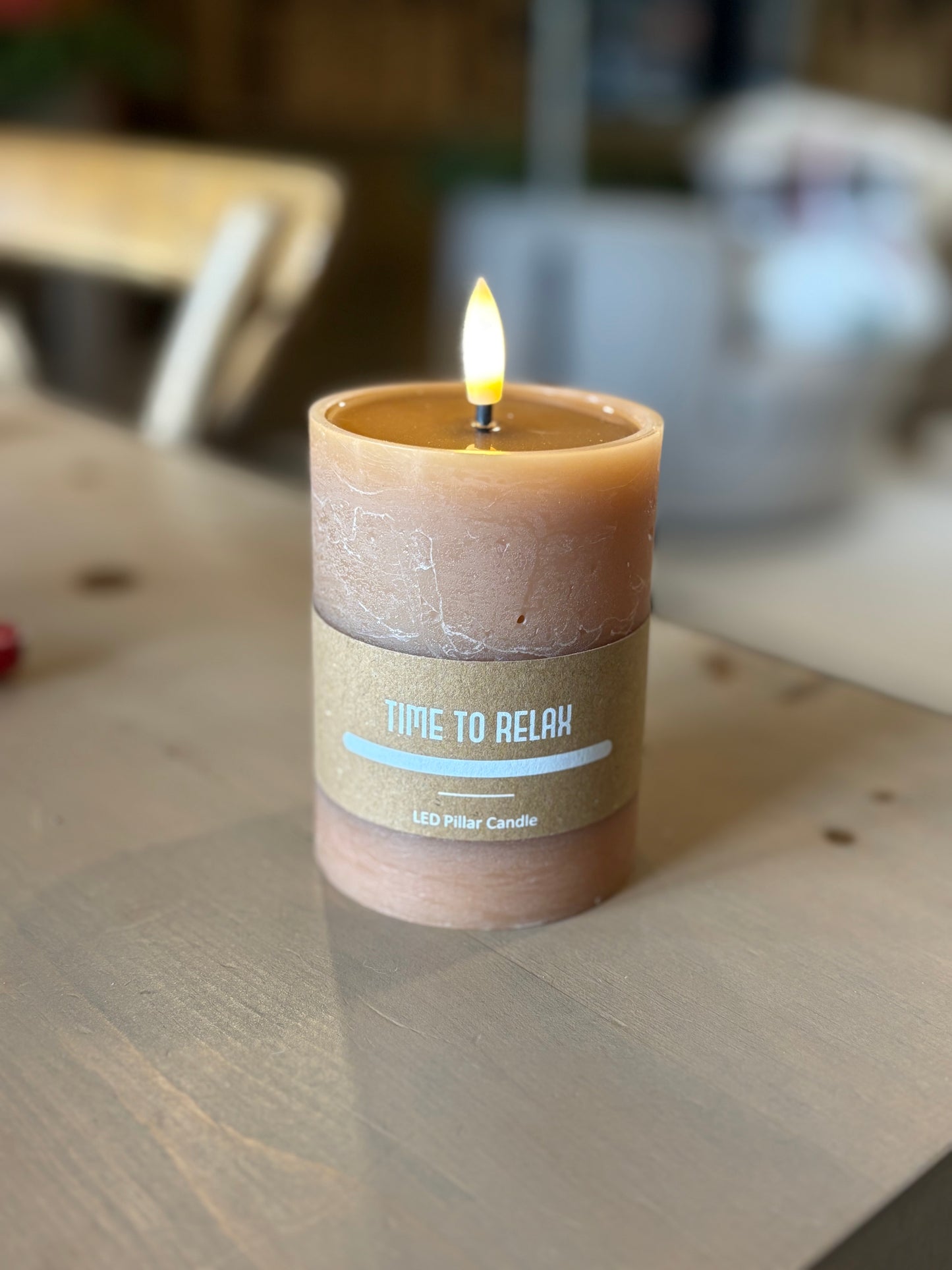 4" LED Candle With Timer - Brown