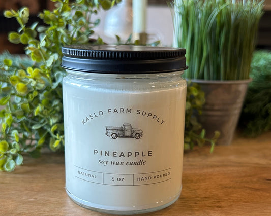 Pineapple Scented 100% Soy Wax Candle 9oz