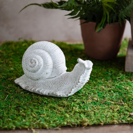 White Cement Garden Snail