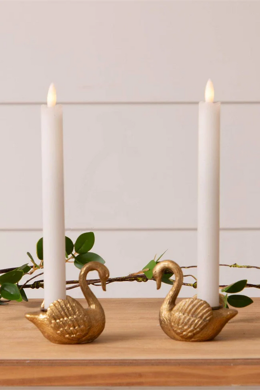 Gold Swan Taper Candle Holder