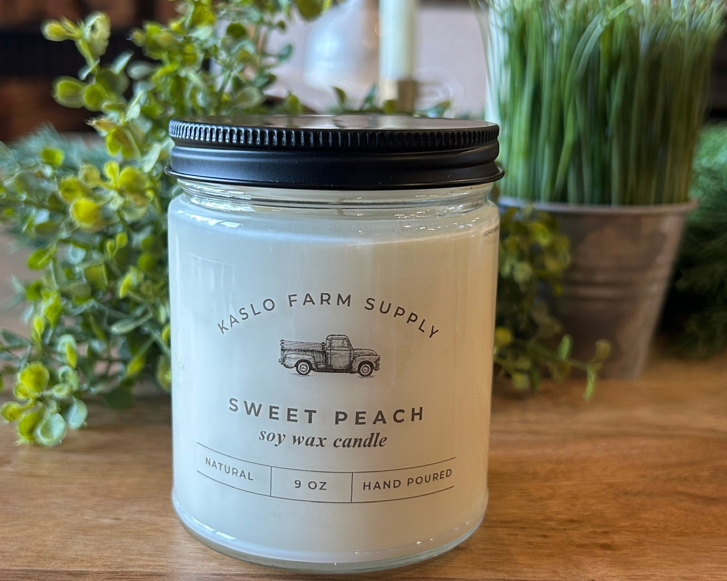 Sweet Peach Scented 100% Soy Wax Candle 9oz