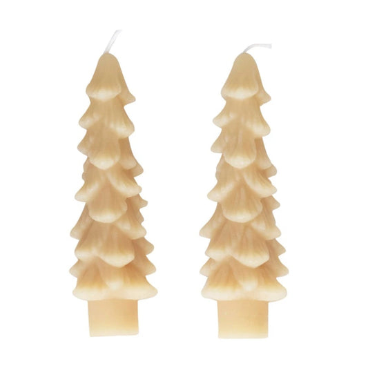 Unscented Tree Shaped Taper Candle 5" - Set of 2