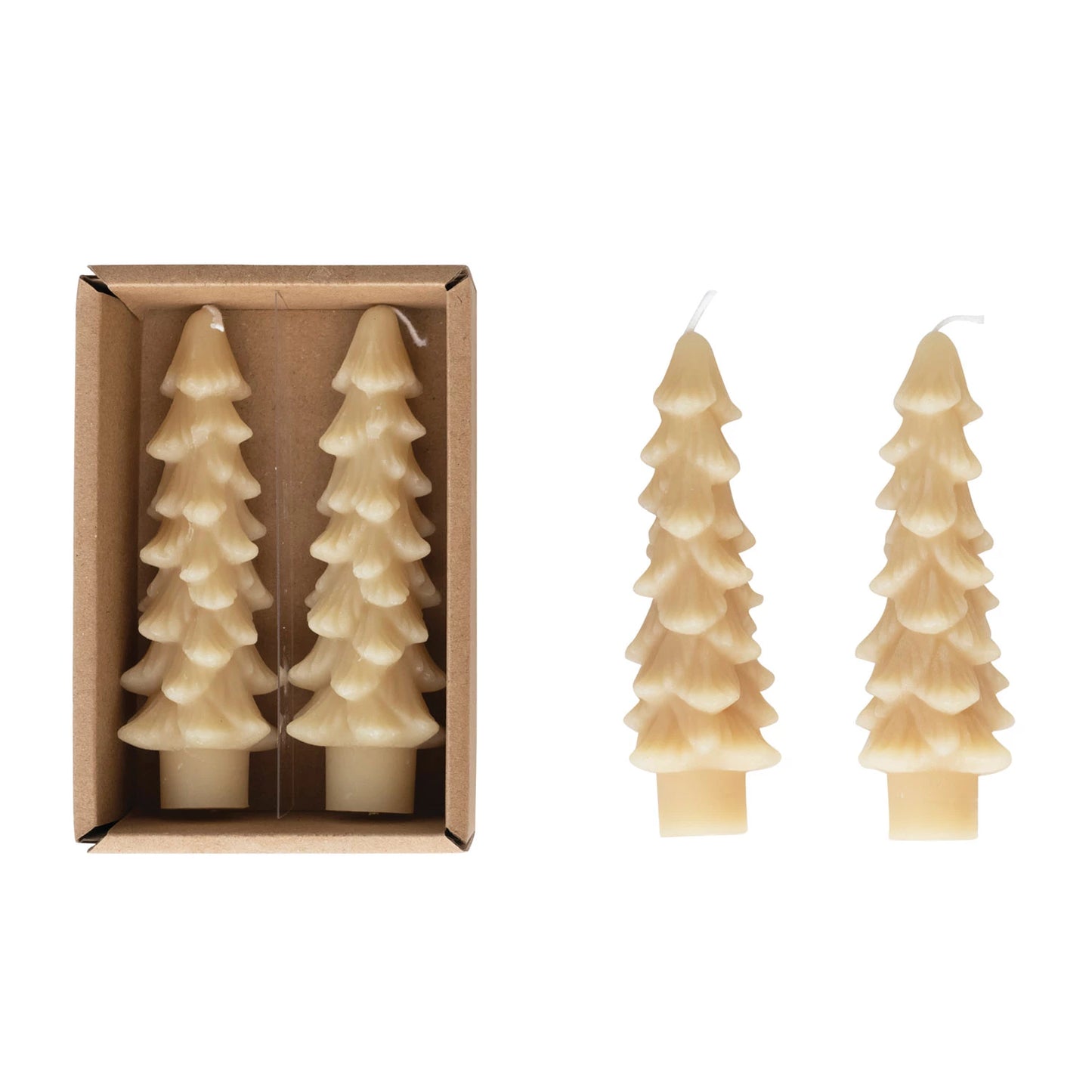 Unscented Tree Shaped Taper Candle 5" - Set of 2