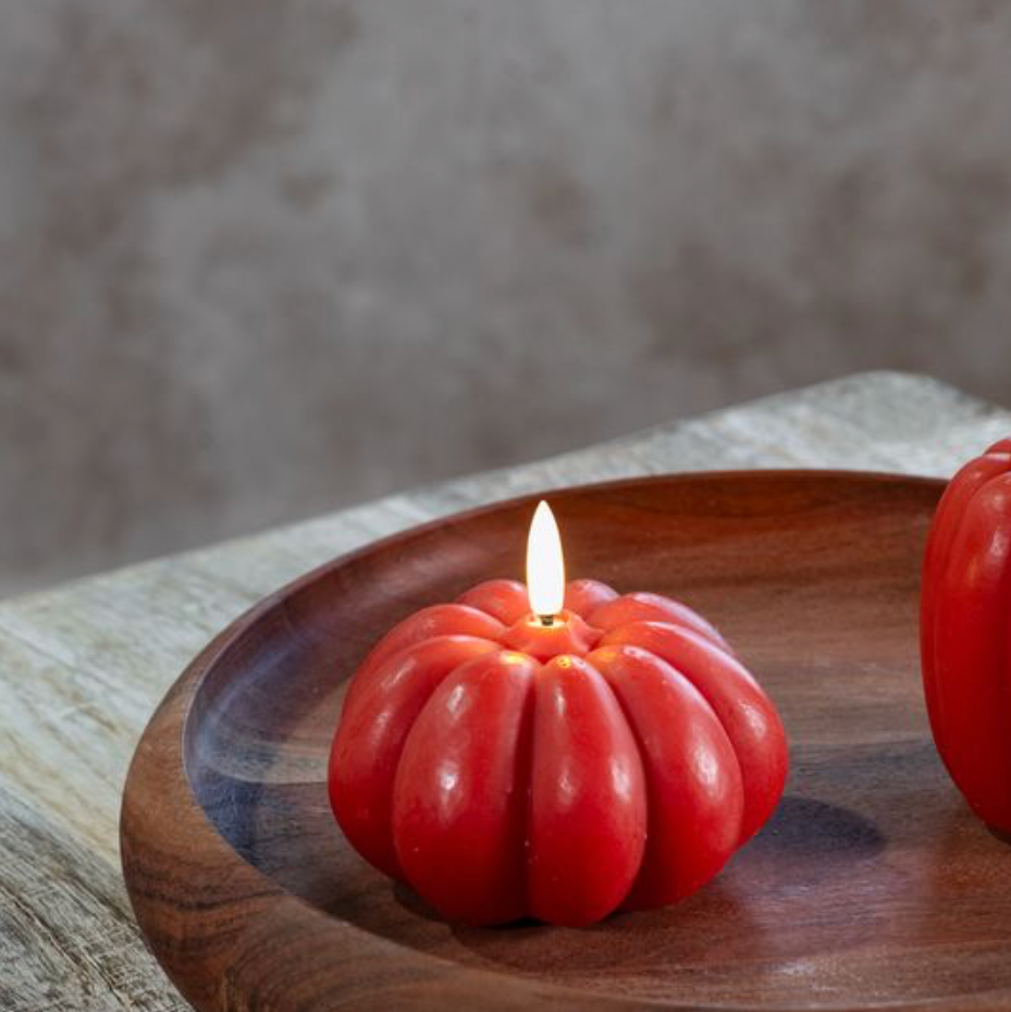 4" Burnt Orange Pumpkin Candle LED
