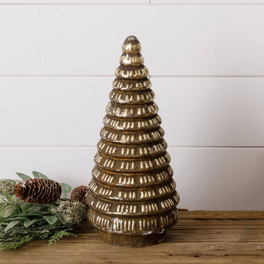 Rust Finish Mercury Glass Tree - 13"