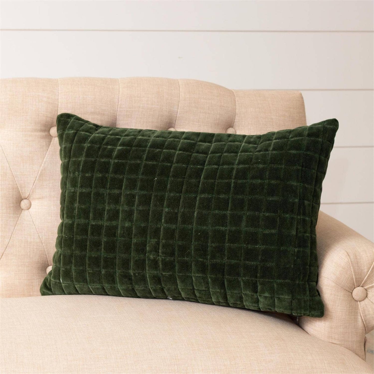 Pillow - Quilted Velvet, Forest Green
