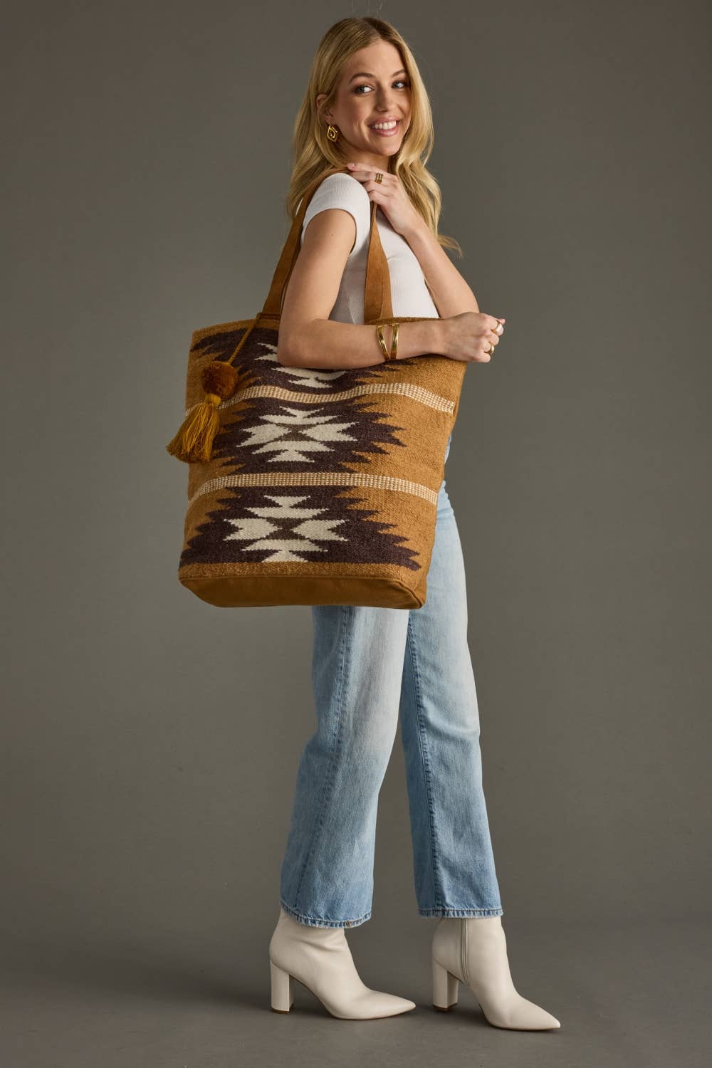 Tan, Brown & Cream Western Tote