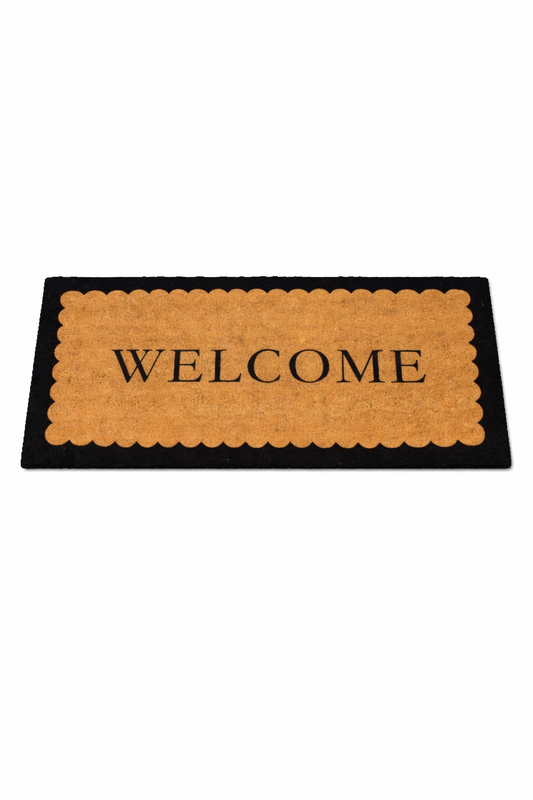 Oversized Scalloped  Edge "Welcome" Coir Doormat 40x18