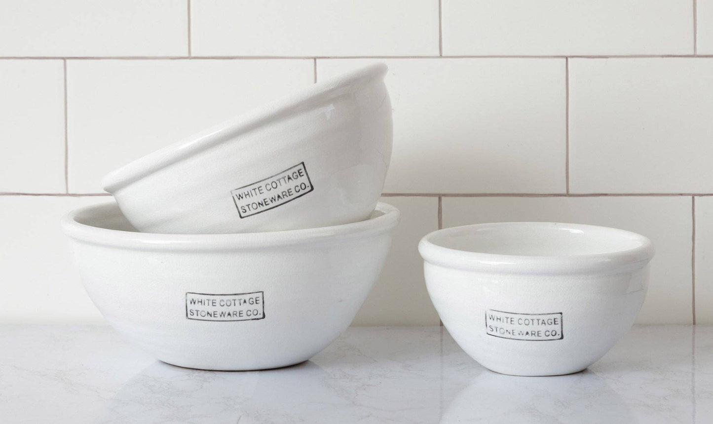 White Cottage Stoneware - Bowls (Set of 3)