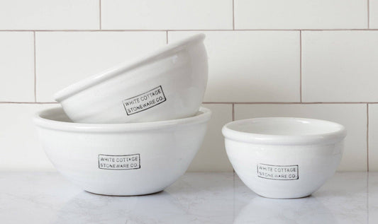 White Cottage Stoneware - Bowls (Set of 3)