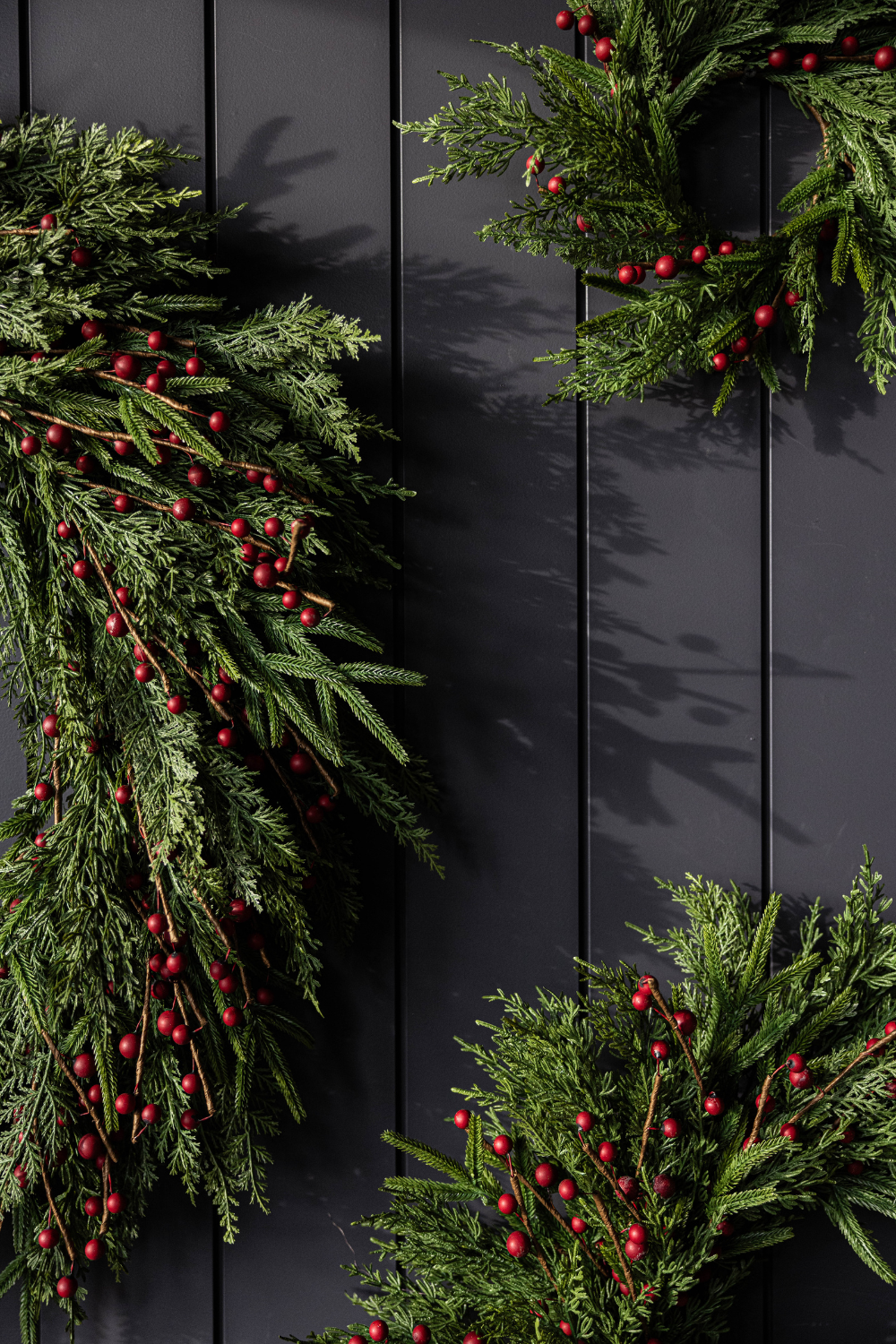 Red Plum Berry Norfolk Cypress Real Touch Wreath - 24"
