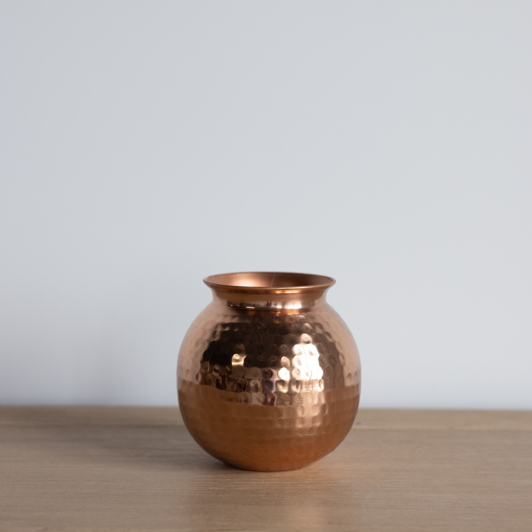 Copper Hammered Flower Vase Pot