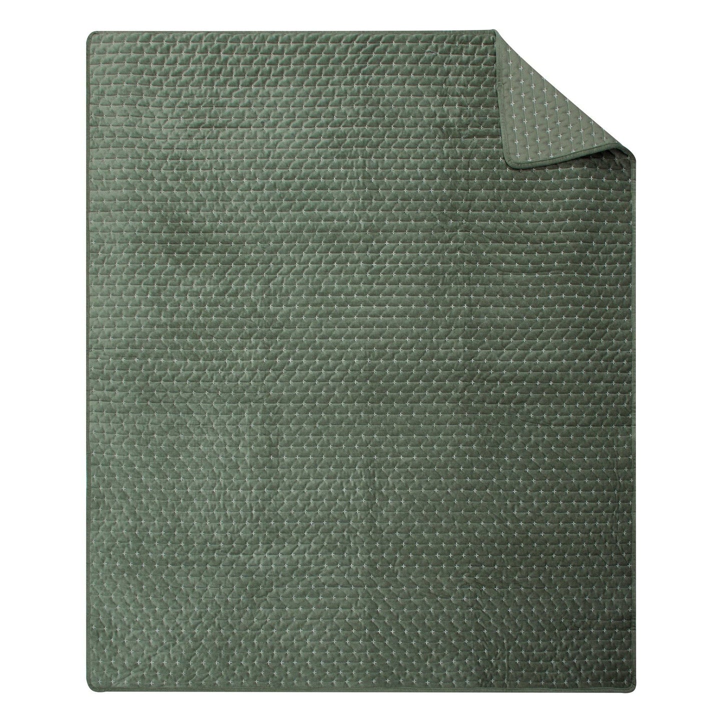 Velvet Stitch Quilted Throw: Green