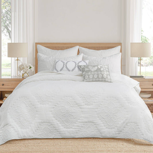 Muslin Stitch Quilt Set: White