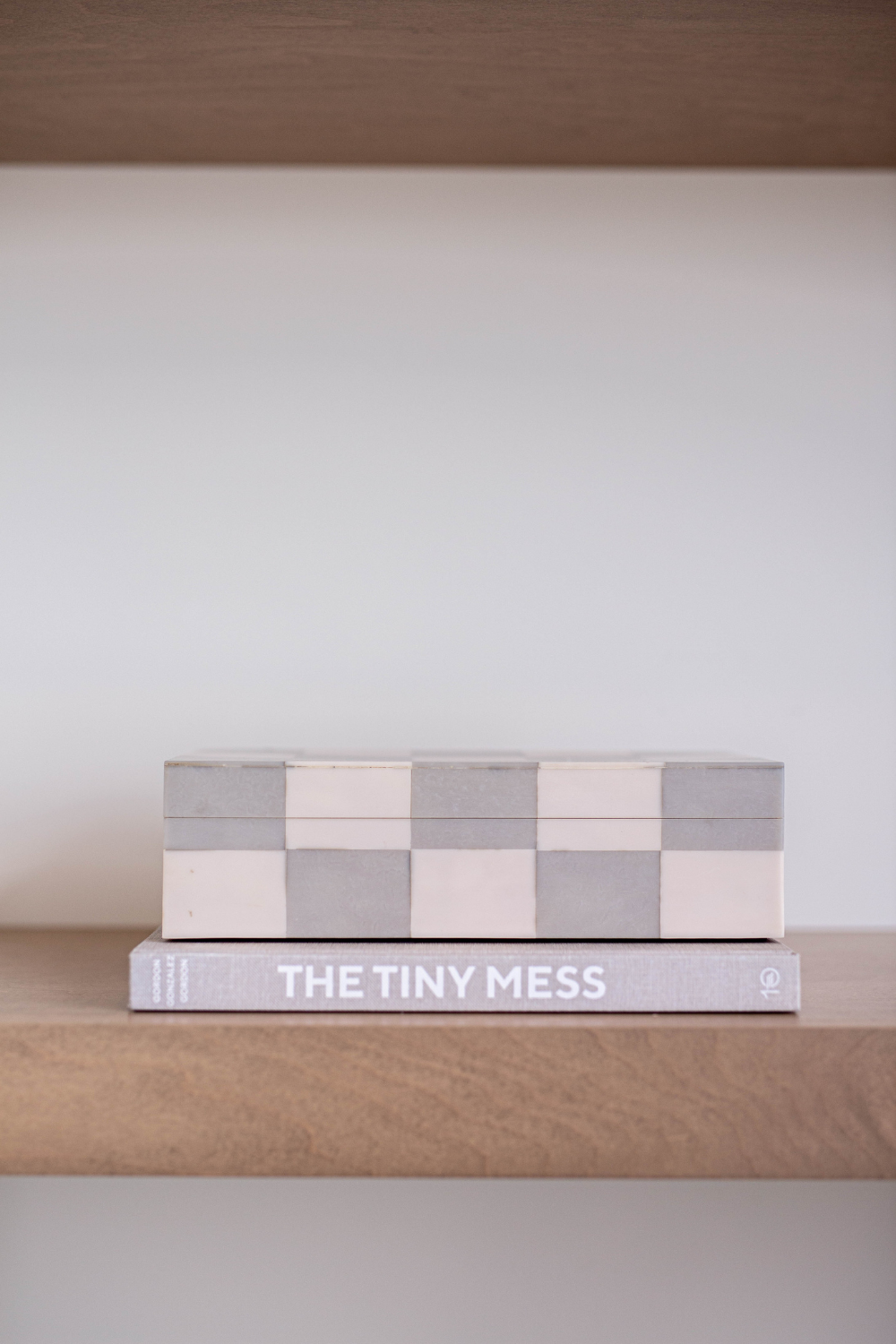 Checkered Gray & White Resin Decor Box
