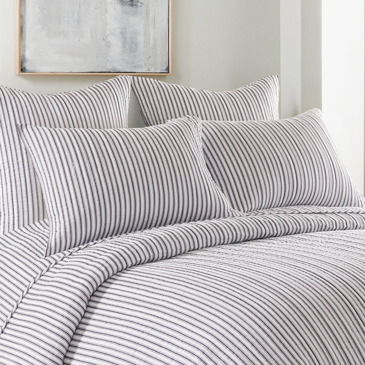 Tobago Stripe Quilt Set: Taupe / King/Cal King