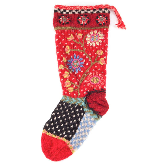 Flora Christmas Stocking – Embroidered Floral Knit