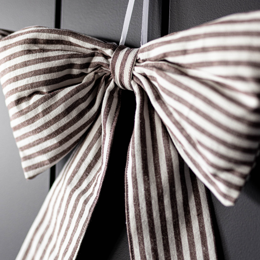 Striped Brown Fabric Bow