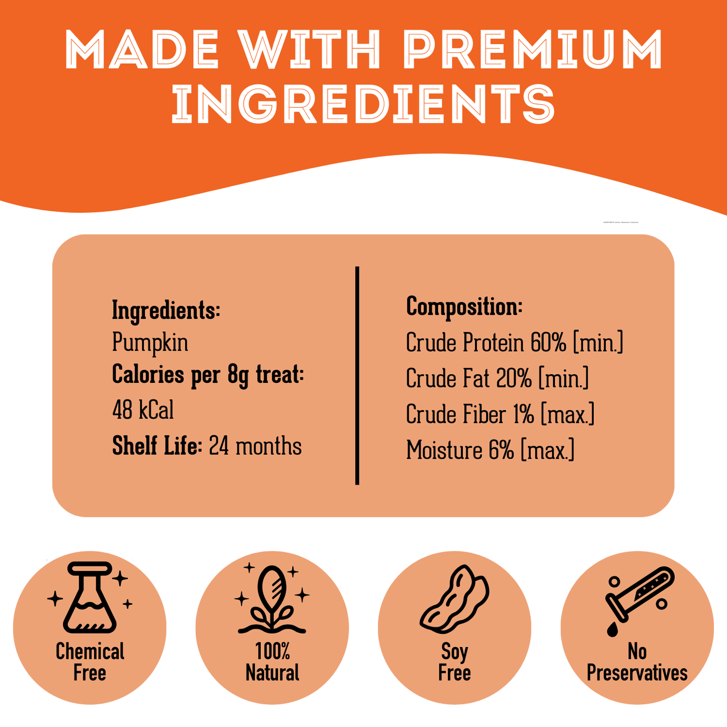 Pumpkin Dehydrated Pet Treat for Dogs & Cats Vegan 80g