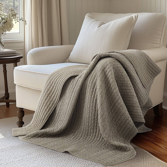 Loden Quilted Throw: Taupe